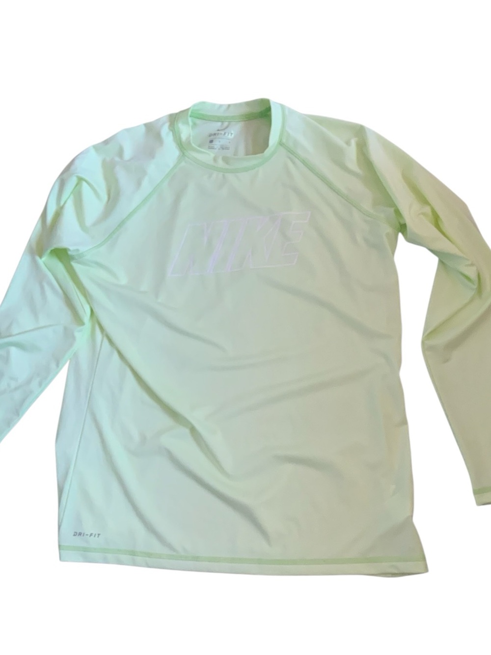 NIKE Swim Women's Standard UPF 40+ Long Sleeve Rashguard Swim Tee Lime Green L